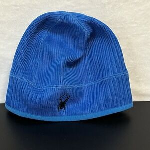 Spyder Winter Ski Beanie Hat Skull Cap Spider Logo Blue Fall 2012 OS